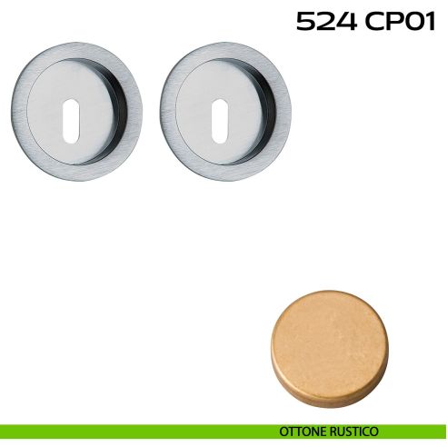 Kit placche incasso tonde foro chiave Reguitti 524 ottone rustico