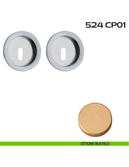 Kit placche incasso tonde foro chiave Reguitti 524 ottone rustico