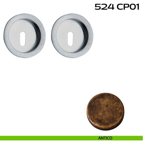 Kit placche incasso tonde foro chiave Reguitti 524 antico
