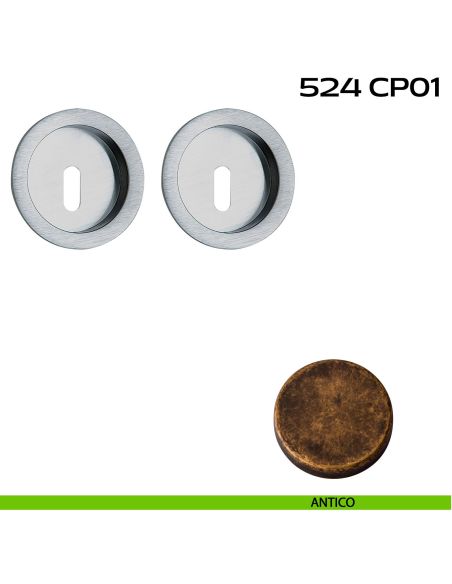 Kit placche incasso tonde foro chiave Reguitti 524 antico