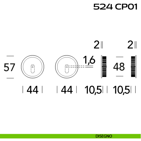 Kit placche incasso tonde foro chiave Reguitti 524 disegno