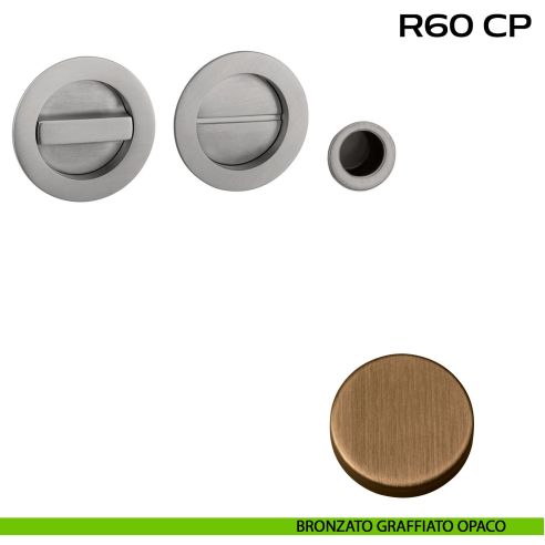 Kit placche incasso tonde con nottolino Reguitti R60 con frontalino di trascinamento bronzato
