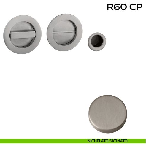 Kit placche incasso tonde con nottolino Reguitti R60 con frontalino di trascinamento nichelato