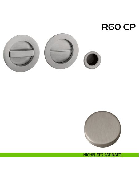 Kit placche incasso tonde con nottolino Reguitti R60 con frontalino di trascinamento nichelato