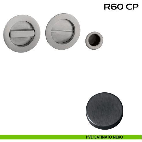 Kit placche incasso tonde con nottolino Reguitti R60 con frontalino di trascinamento pvd nero