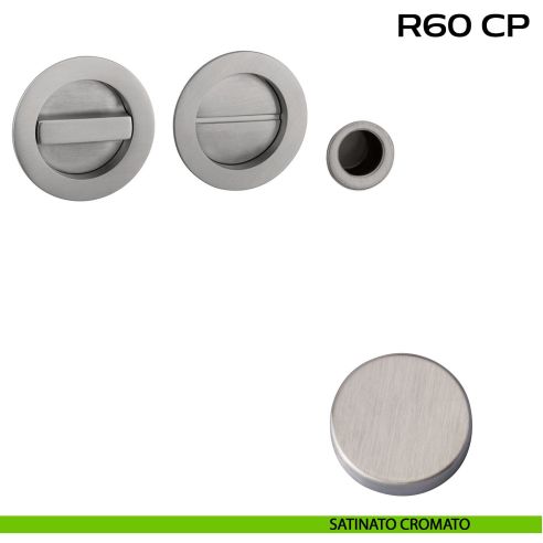 Kit placche incasso tonde con nottolino Reguitti R60 con frontalino di trascinamento satinato