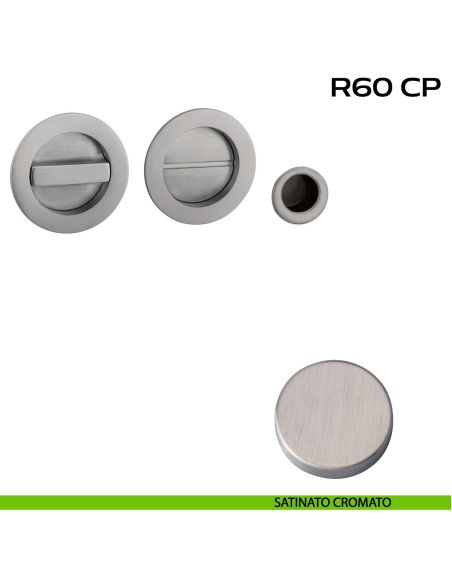 Kit placche incasso tonde con nottolino Reguitti R60 con frontalino di trascinamento satinato