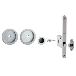 Kit placche incasso tonde con foro chiave a spillo Reguitti 524 con frontalino di trascinamento e serratura 027SR