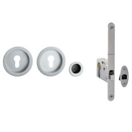Kit placche incasso tonde con foro yale Reguitti 524 con frontalino di trascinamento e serratura 028SR