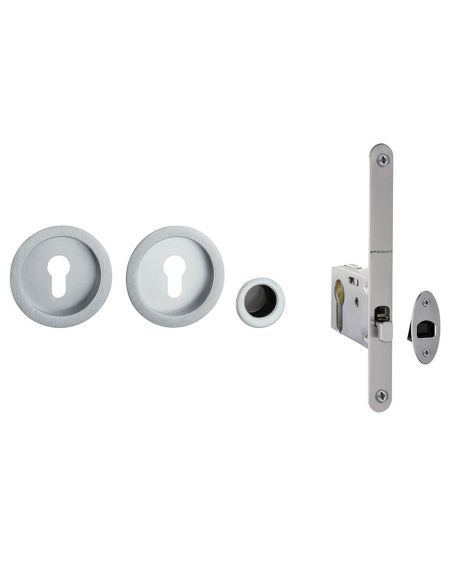 Kit placche incasso tonde con foro yale Reguitti 524 con frontalino di trascinamento e serratura 028SR