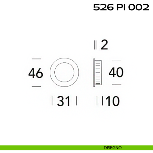 Placca incasso tonda foro 40 mm con bordo di presa cieca Reguitti 526 PI disegno