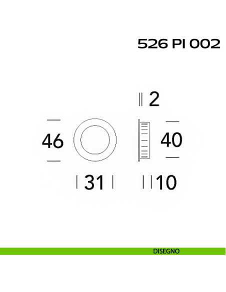 Placca incasso tonda foro 40 mm con bordo di presa cieca Reguitti 526 PI disegno