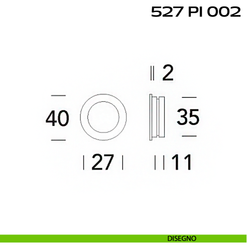 Placca incasso tonda foro 35 mm con bordo di presa cieca Reguitti 527 PI disegno