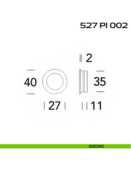 Placca incasso tonda foro 35 mm con bordo di presa cieca Reguitti 527 PI disegno