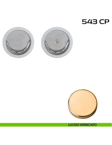 Coppia placche incasso tonde con doppio anello di presa a filo con vite di connessione passante Reguitti 543 CP lucido