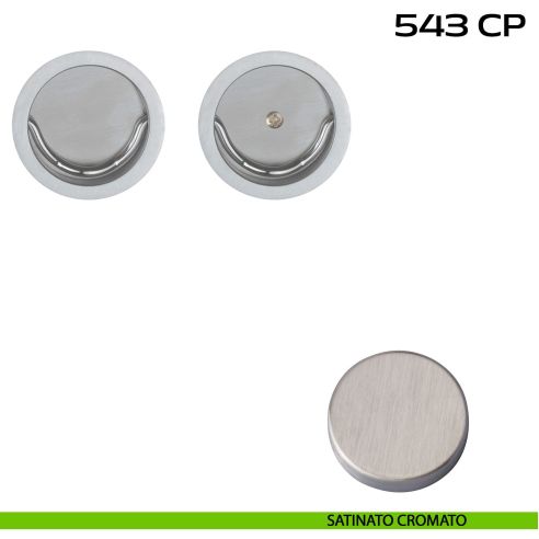 Coppia placche incasso tonde con doppio anello di presa a filo con vite di connessione passante Reguitti 543 CP satinato