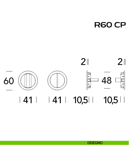 Placche incasso tonde con nottolino Reguitti R60 disegno