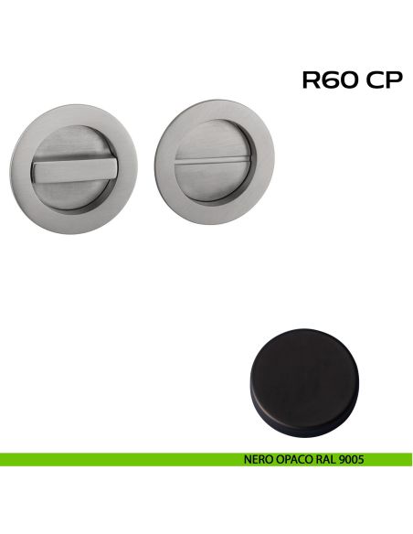 Placche incasso tonde con nottolino Reguitti R60 nero