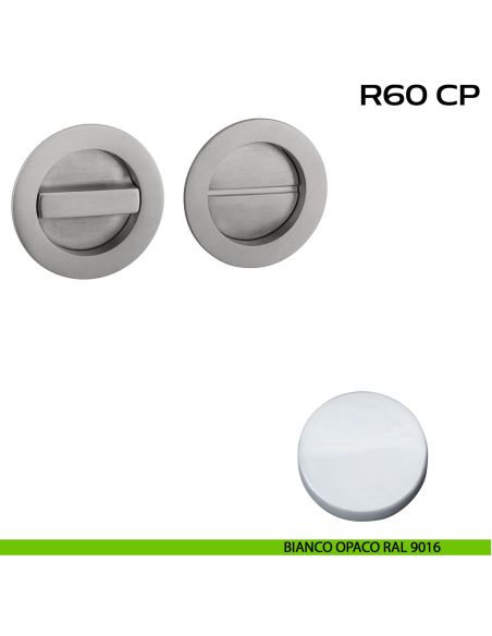 Placche incasso tonde con nottolino Reguitti R60 bianco