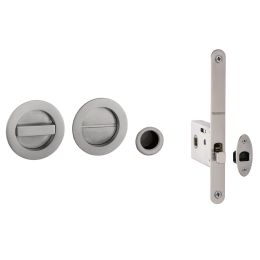 Kit placche incasso tonde con nottolino Reguitti R60 con frontalino di trascinamento e serratura 026SR