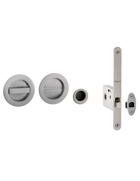 Kit placche incasso tonde con nottolino Reguitti R60 con frontalino di trascinamento e serratura 026SR