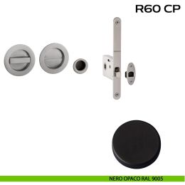 Kit placche incasso tonde con nottolino Reguitti R60 con frontalino di trascinamento e serratura 026SR 2