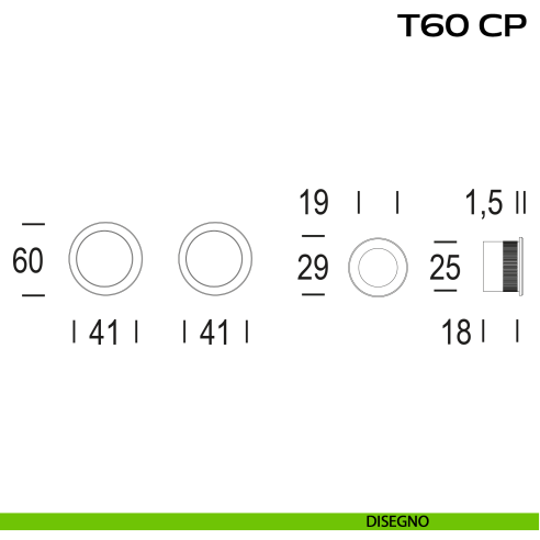 Kit placche incasso tonde cieche Reguitti T60 con frontalino di trascinamento disegno