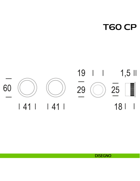 Kit placche incasso tonde cieche Reguitti T60 con frontalino di trascinamento disegno
