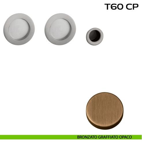 Kit placche incasso tonde cieche Reguitti T60 con frontalino di trascinamento bronzato