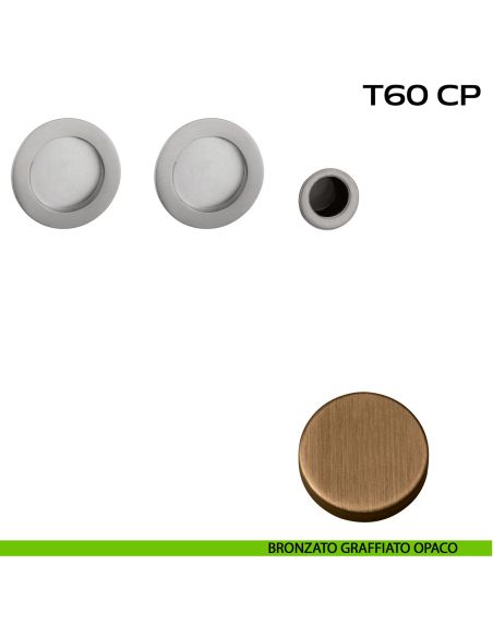 Kit placche incasso tonde cieche Reguitti T60 con frontalino di trascinamento bronzato