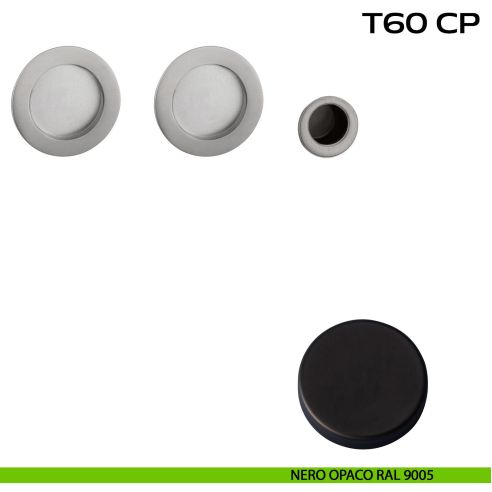 Kit placche incasso tonde cieche Reguitti T60 con frontalino di trascinamento nero