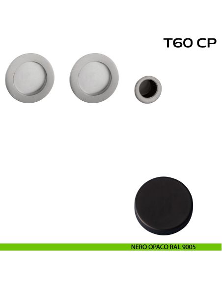 Kit placche incasso tonde cieche Reguitti T60 con frontalino di trascinamento nero