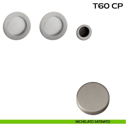 Kit placche incasso tonde cieche Reguitti T60 con frontalino di trascinamento nichelato