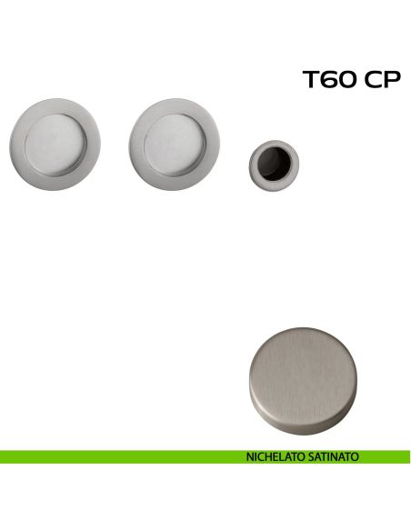 Kit placche incasso tonde cieche Reguitti T60 con frontalino di trascinamento nichelato