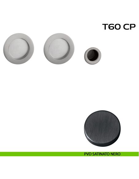 Kit placche incasso tonde cieche Reguitti T60 con frontalino di trascinamento pvd nero