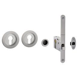 Kit placche incasso tonde con foro yale Reguitti T60 con frontalino di trascinamento e serratura 028SR