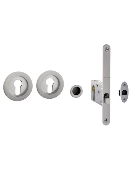 Kit placche incasso tonde con foro yale Reguitti T60 con frontalino di trascinamento e serratura 028SR