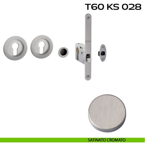 Kit placche incasso tonde con foro yale Reguitti T60 con frontalino di trascinamento e serratura 028SR satinato