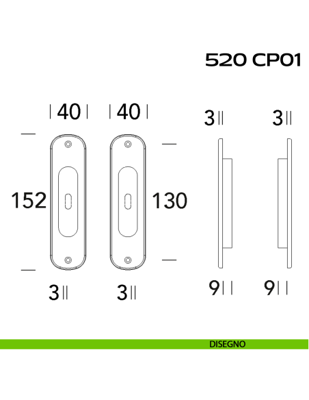 Kit placche incasso ovali foro chiave centrale Reguitti 520 disegno