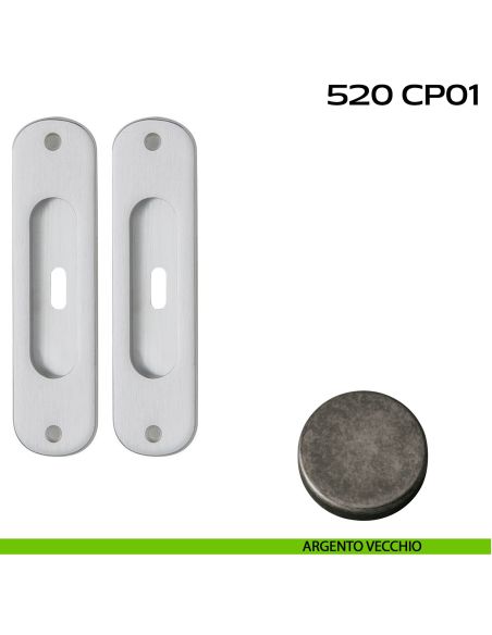 Kit placche incasso ovali foro chiave centrale Reguitti 520 argento