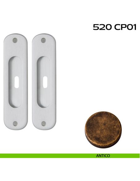 Kit placche incasso ovali foro chiave centrale Reguitti 520 antico