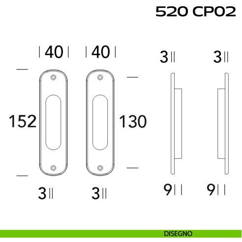 Kit placche incasso ovali cieche Reguitti 520 disegno