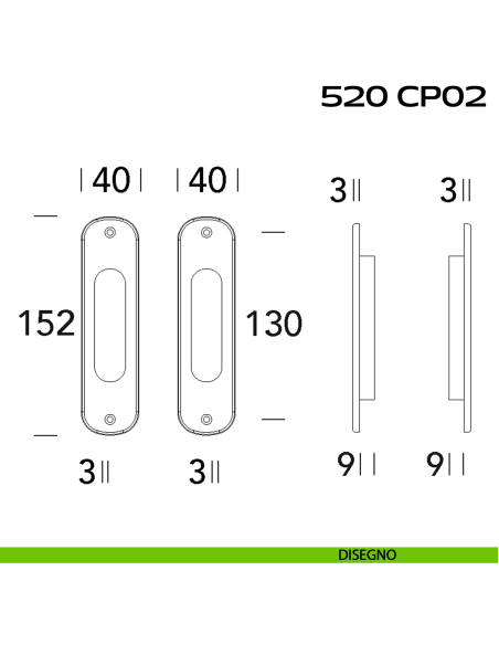 Kit placche incasso ovali cieche Reguitti 520 disegno