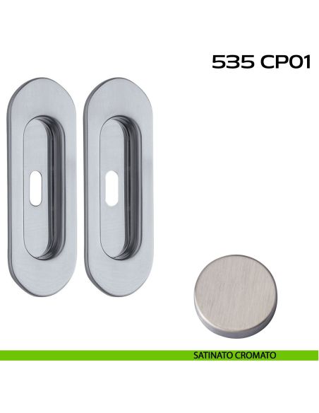 Kit placche incasso ovali con foro chiave Reguitti 535 satinato