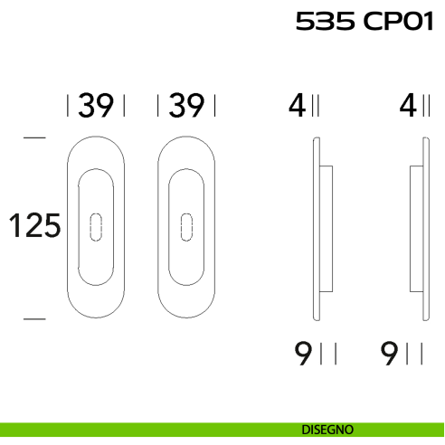 Kit placche incasso ovali con foro chiave Reguitti 535 disegno