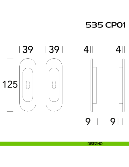 Kit placche incasso ovali con foro chiave Reguitti 535 disegno