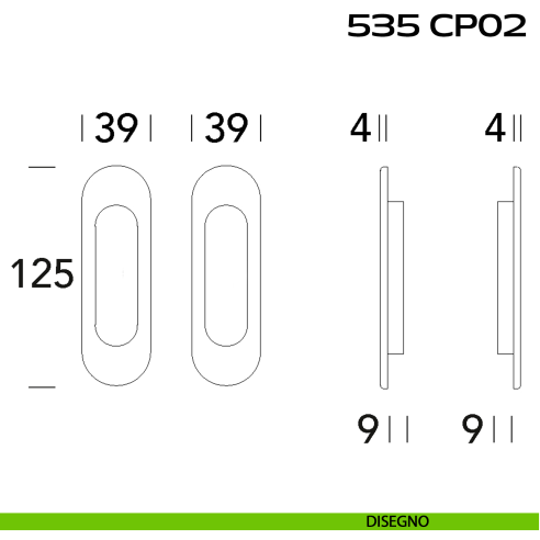 Kit placche incasso ovali cieche Reguitti 535 disegno