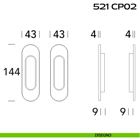 Kit placche incasso ovali cieche Reguitti 521 disegno