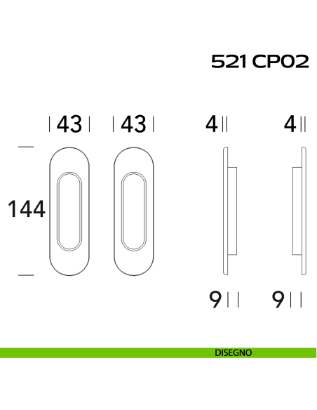 Kit placche incasso ovali cieche Reguitti 521 disegno