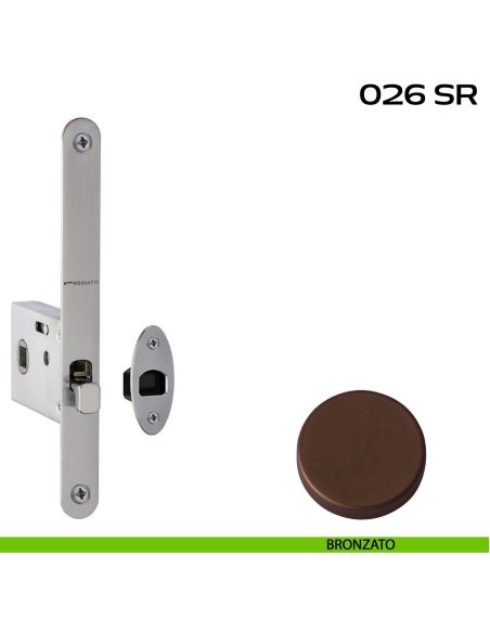 Serratura con foro quadro 8 mm bordo tondo entrata 50 mm Reguitti 026SR bronzato